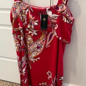 JM Collection Red Paisley Women's Top